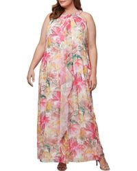 Sl Fashions - Floral Embellished Halter Neck Gown - Lyst