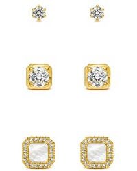 LA MENO - Set Of 3 Classic Sparkle Stud Earrings - Lyst