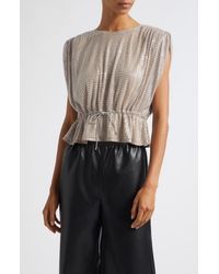 Toccin - Talon Strong Shoulder Sequin Top - Lyst
