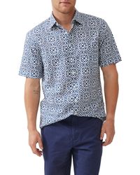 Rodd & Gunn - Becksley Tile Print Short Sleeve Linen & Cotton Button-up Shirt - Lyst