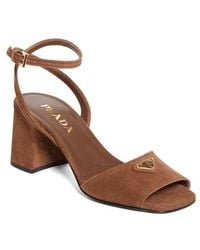 Prada - Block Heel Ankle Strap Sandal - Lyst