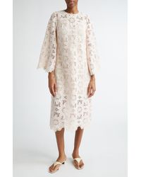 Zimmermann - Ottie Long Sleeve Guipure Lace Cotton Blend Midi Dress - Lyst