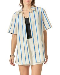 English Factory - Stripe Short Sleeve Button-Up Top - Lyst