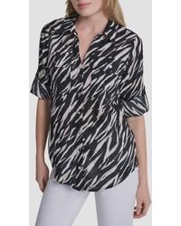 DKNY - Printed Roll-Tab Cuff Cotton Button-Up Shirt - Lyst