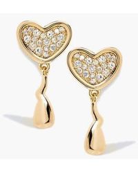 Yoj - Heart Midi Crystal Face On Stud Earrings - Lyst