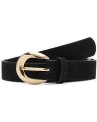Mango - Oval Buckle Suede Belt - Lyst