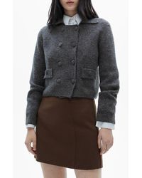 Mango - Double Breasted Crop Knit Jacket - Lyst