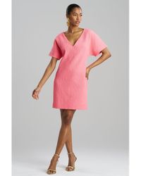 Natori - Textured Cotton Jacquard Short Sleeve Sheath Dress - Lyst