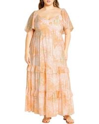 City Chic - Marci Tiered Print Maxi Dress - Lyst