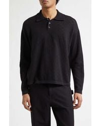 Bode - Anisette Floral Pointelle Stitch Cotton Polo Sweater - Lyst