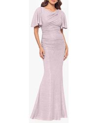 Betsy & Adam - Quicksilver Flutter Sleeve Trumpet Gown - Lyst