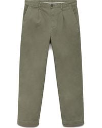 Mango - Regular Fit Pleated Stretch Cotton Dress Pants - Lyst