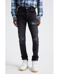 Amiri - Mx1 Plaid Ripped & Patched Stretch Skinny Jeans - Lyst
