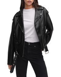 Mango - Oversize Faux Leather Moto Jacket - Lyst