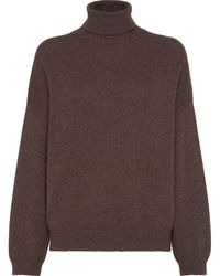 Brunello Cucinelli - Turtleneck Sweater With Monili - Lyst