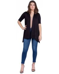 24seven Comfort Apparel - Loose Fit Open Front Cardigan With Half Sleeve - Lyst