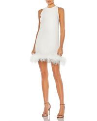Mac Duggal - Feather Hem High Neck A-Line Dress - Lyst