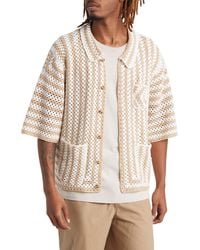 Checks - Stripe Crochet Cotton Button-up Shirt - Lyst