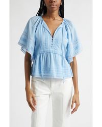 Ramy Brook - Sherry Pintuck & Lace Detail Cotton Top - Lyst