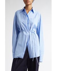 Sportmax - Firma Stripe Oversize Cotton Button-Up Shirt - Lyst