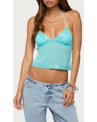 Edikted - Allise Sequin Open Back Crop Halter Top - Lyst