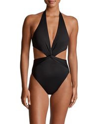 Ralph Lauren - Cutout Twist One-Piece Halter Swimsuit - Lyst