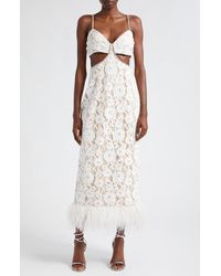 Likely - Sarah Cutout Lace Feather Trim Maxi Dress - Lyst