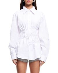 Lioness - Chloe Shirred Cotton Button-Up Shirt - Lyst
