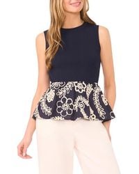 Ted Baker - Embroidered Detail Mixed Media Peplum Top - Lyst