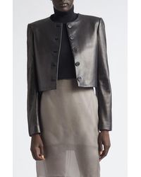 Brandon Maxwell - The Ryder Boxy Leather Crop Jacket - Lyst