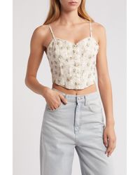 All In Favor - Floral Corset Crop Camisole In At Nordstrom, Size Small - Lyst