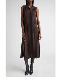 Michael Kors - Pleated Tie Neck Sleeveless Silk Shirtdress - Lyst