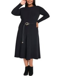 Maggy London - Tie Waist Long Sleeve Midi Fit & Flare Dress - Lyst
