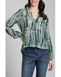 Apny - Print Tie Neck Top - Lyst