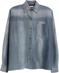 LAQUAN SMITH - Oversize Trompe L'oeil Denim Effect Leather Button-up Shirt - Lyst