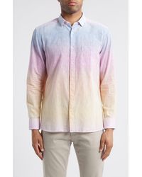 Johnston & Murphy - Ombré Linen & Cotton Button-Up Shirt - Lyst