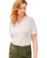 Celtic & Co. - Slub Jersey V-Neck Trim Top - Lyst