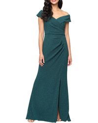 Alex Evenings - Off The Shoulder Stretch Metallic Jacquard Gown - Lyst