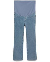 Mango - Over The Bump Raw Hem Crop Flare Maternity Jeans - Lyst