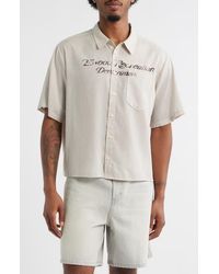 Elwood - Banquet Oversize Stripe Short Sleeve Button-Up Shirt - Lyst