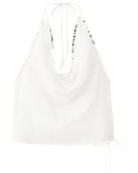 Mango - Sequin Drape Halter Top - Lyst