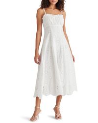 Steve Madden - Ava Cotton Eyelet Midi Dress - Lyst