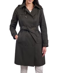 London Fog - Belted Water Repellent Trench Coat With Removable Hood - Lyst