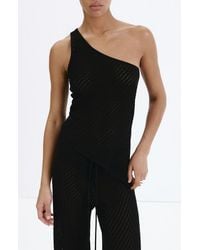 Mango - Asymmetrical Open Knit One-Shoulder Top - Lyst