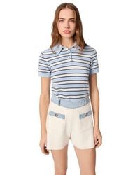 Maje - Knitted Shorts With Denim Trim - Lyst