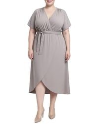 Standards & Practices - Tie Front Faux Wrap Midi Dress - Lyst