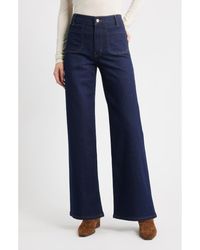 FRAME - Le Slim Palazzo Patch Pocket High Waist Wide Leg Jeans - Lyst