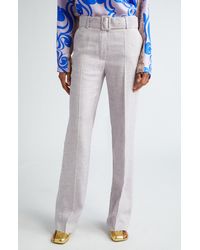 Dries Van Noten - Pulla Belted Tailored Straight Leg Trousers - Lyst
