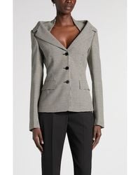 McQueen - Houndstooth Off The Shoulder Wool Harness Jacket - Lyst