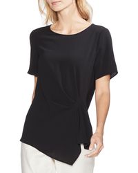 Vince Camuto - Side Pleat Mixed Media Blouse - Lyst